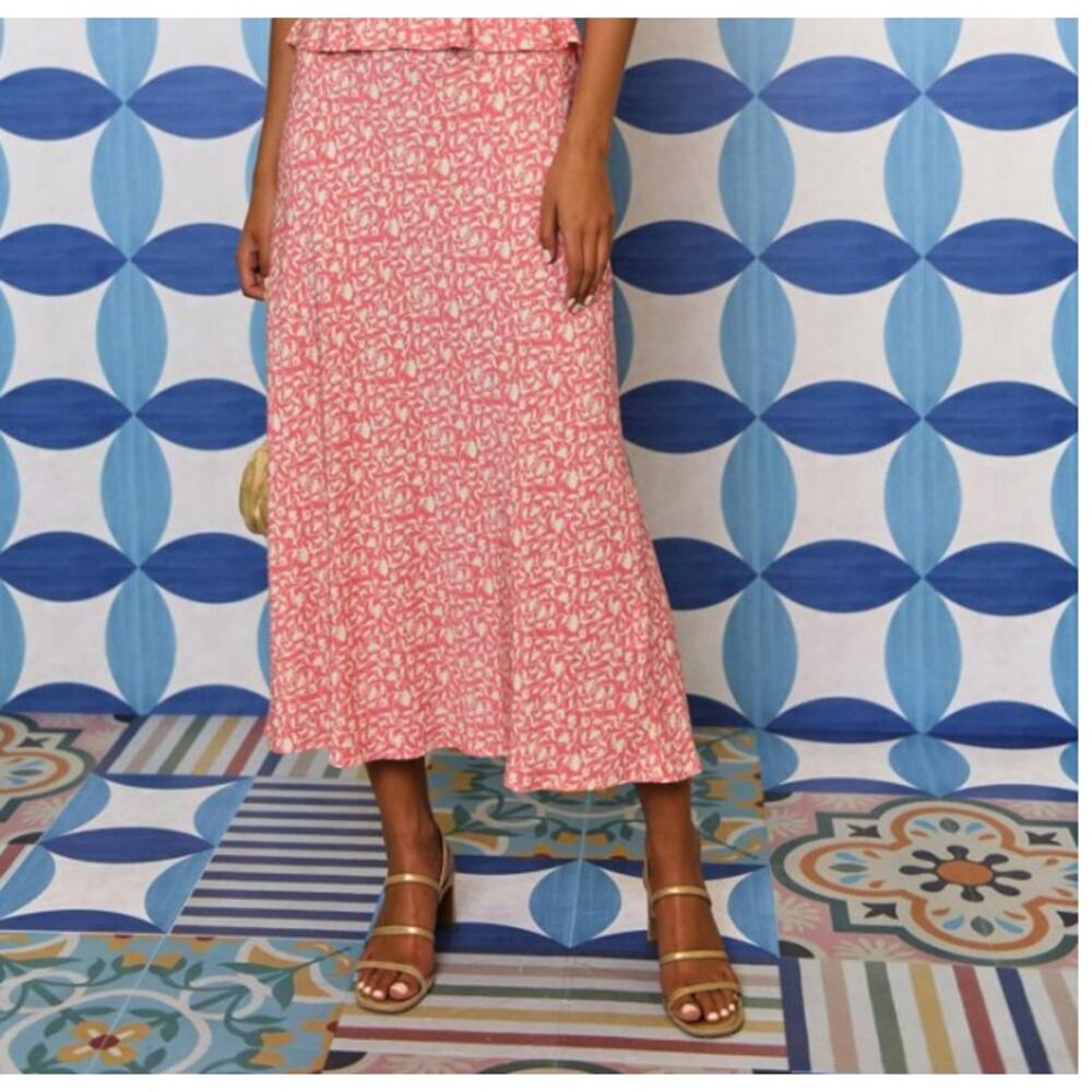 RIXO Pink Kelly Lily Trail Rose Skirt (Size 4)